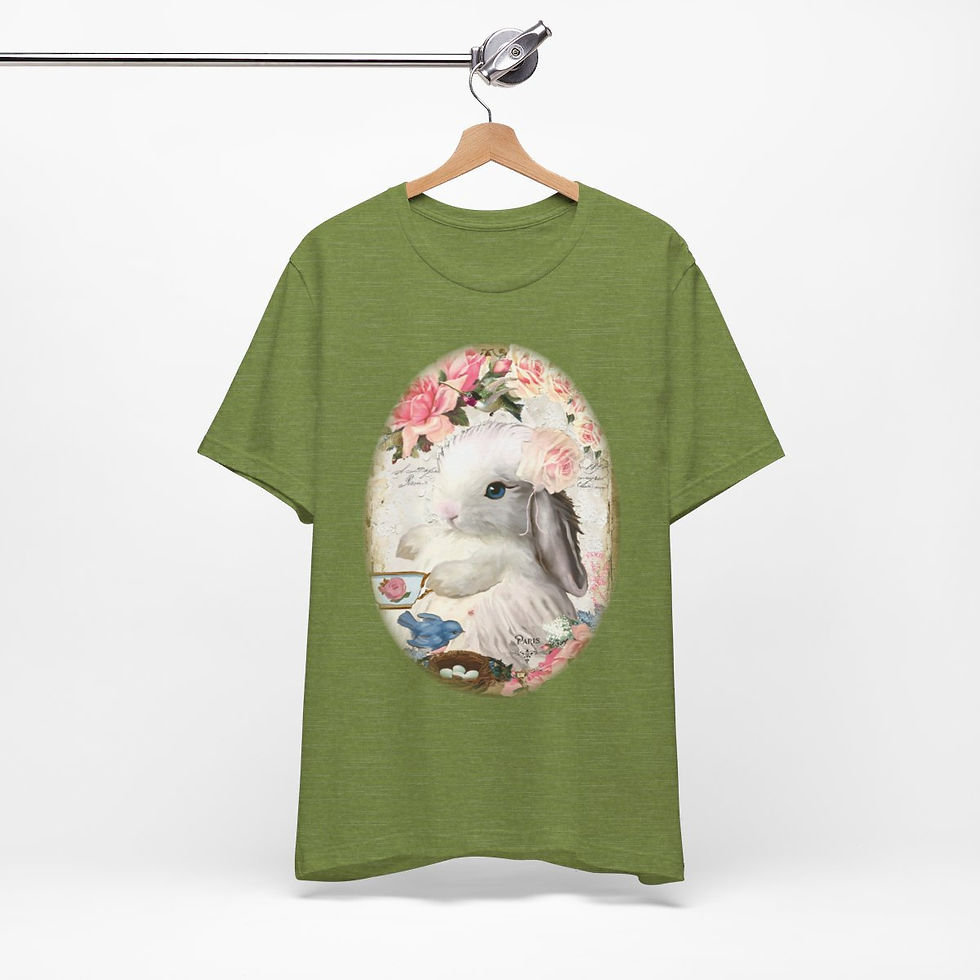 Thumbnail: Shabby T-Shirt Bunny having Tea Pink Roses Chic Art Tee Artistic Apparel & Gifts