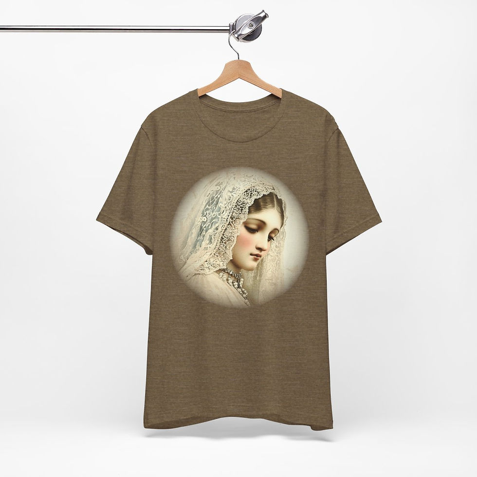 Thumbnail: Shabby Virgin Mary T-Shirt Ave Maria Religious Faith Art Tee Catholic Gifts
