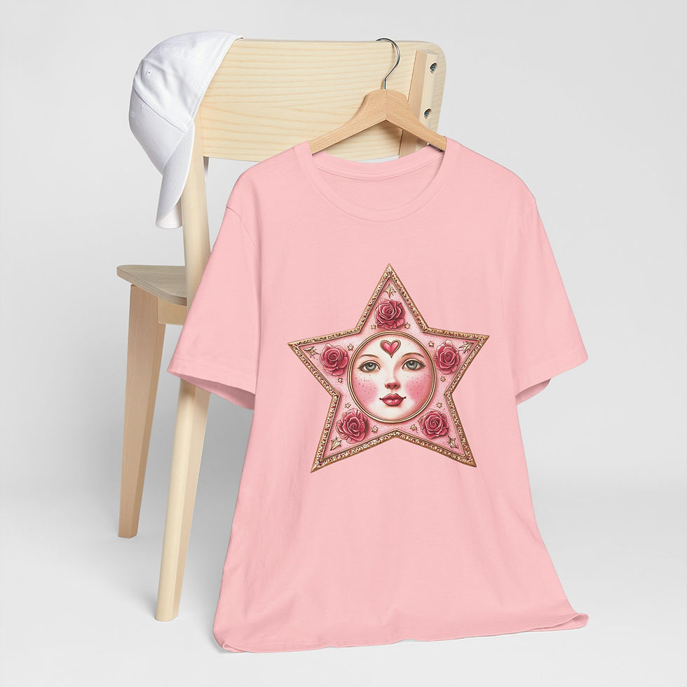 Thumbnail: Celestial Star Art T-Shirt Shabby Pink Trendy Personal Expressive Artistic Gift