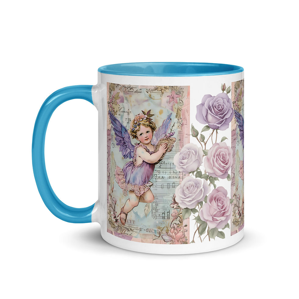 Thumbnail: Artistic Angel Coffee Mug Victorian Cherub Shabby Roses French Country Art Mug