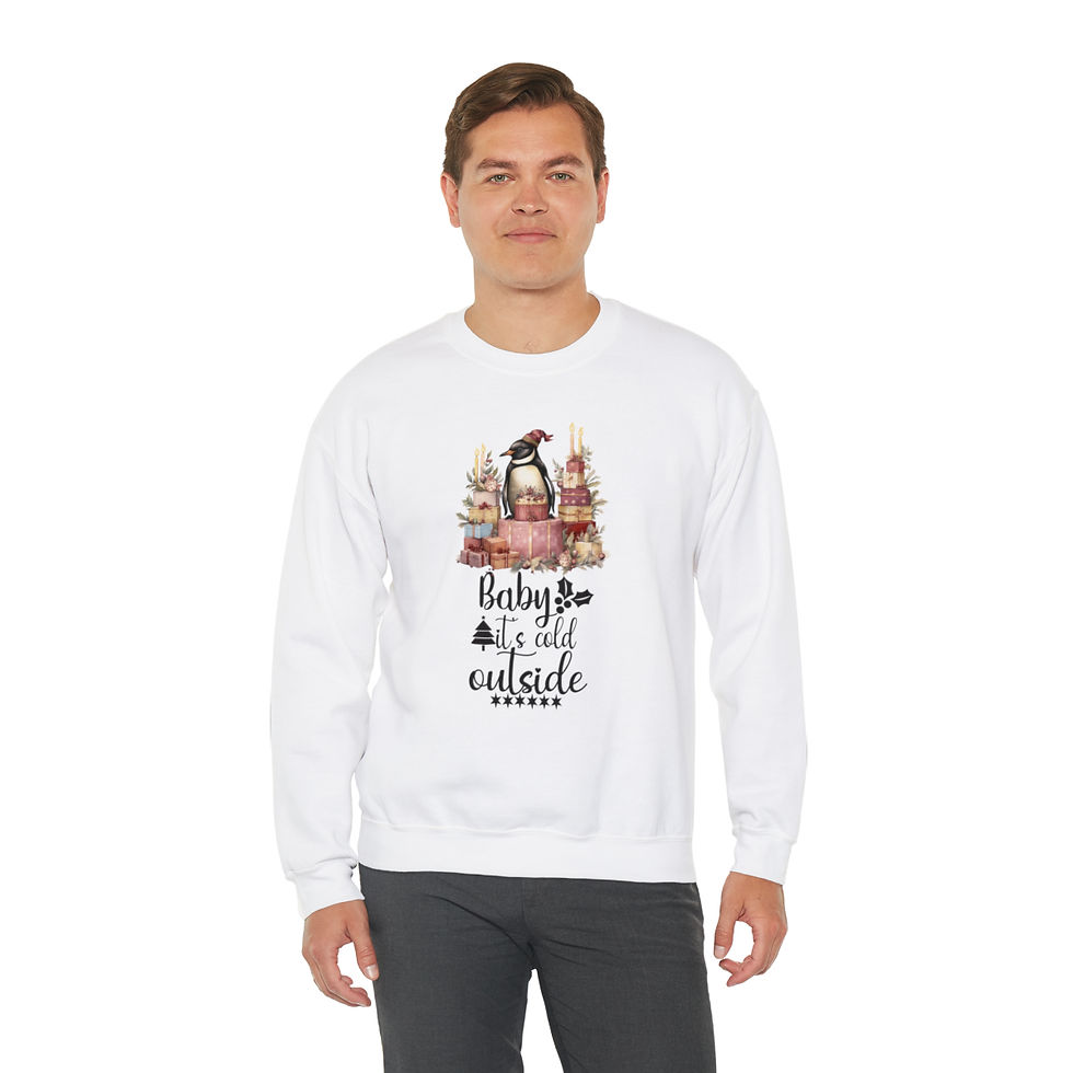 Thumbnail: Penguin Christmas Sweatshirt Shabby Wearable Art Winter Holiday Shirt