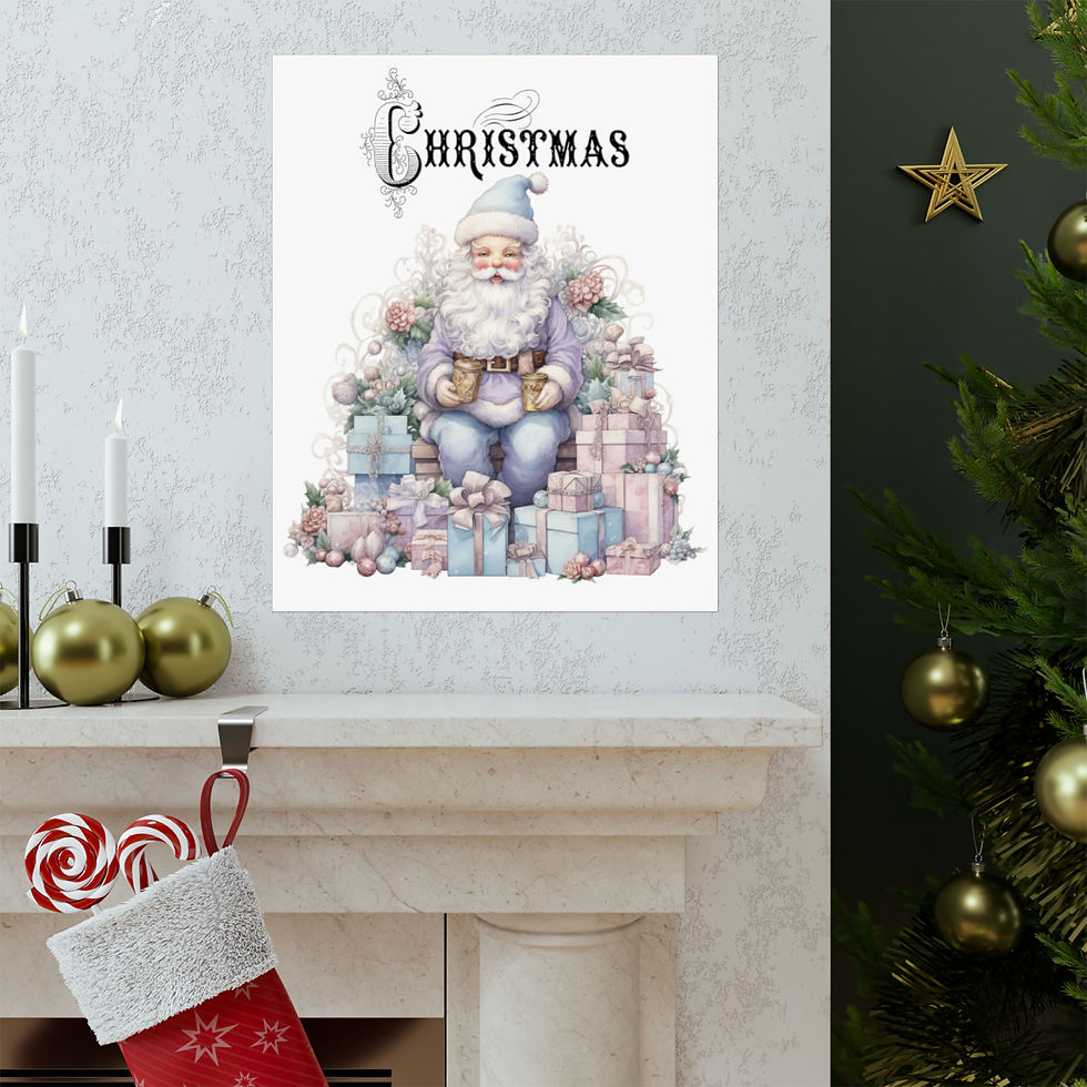 Thumbnail: Nostalgic Vintage Christmas Decor Shabby Chic Santa Claus Art Print Lavender