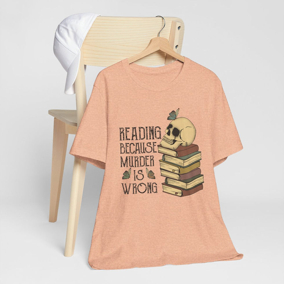 Thumbnail: Wearable Art Artistic T-Shirt Reading Because Murder is Wrong Sarcastic Apparel
