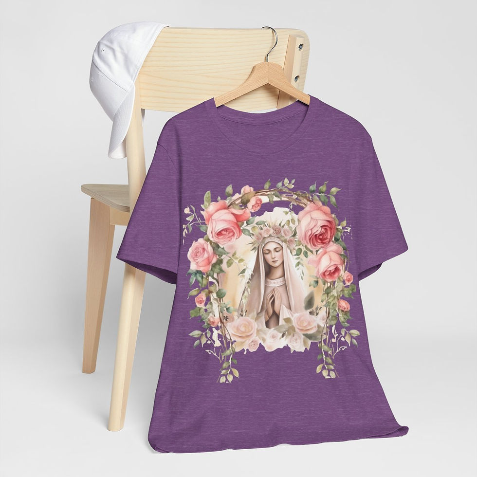 Thumbnail: Shabby Religious Faith T-Shirt Virgin Mary Art Tee Vintage Style Catholic Gifts