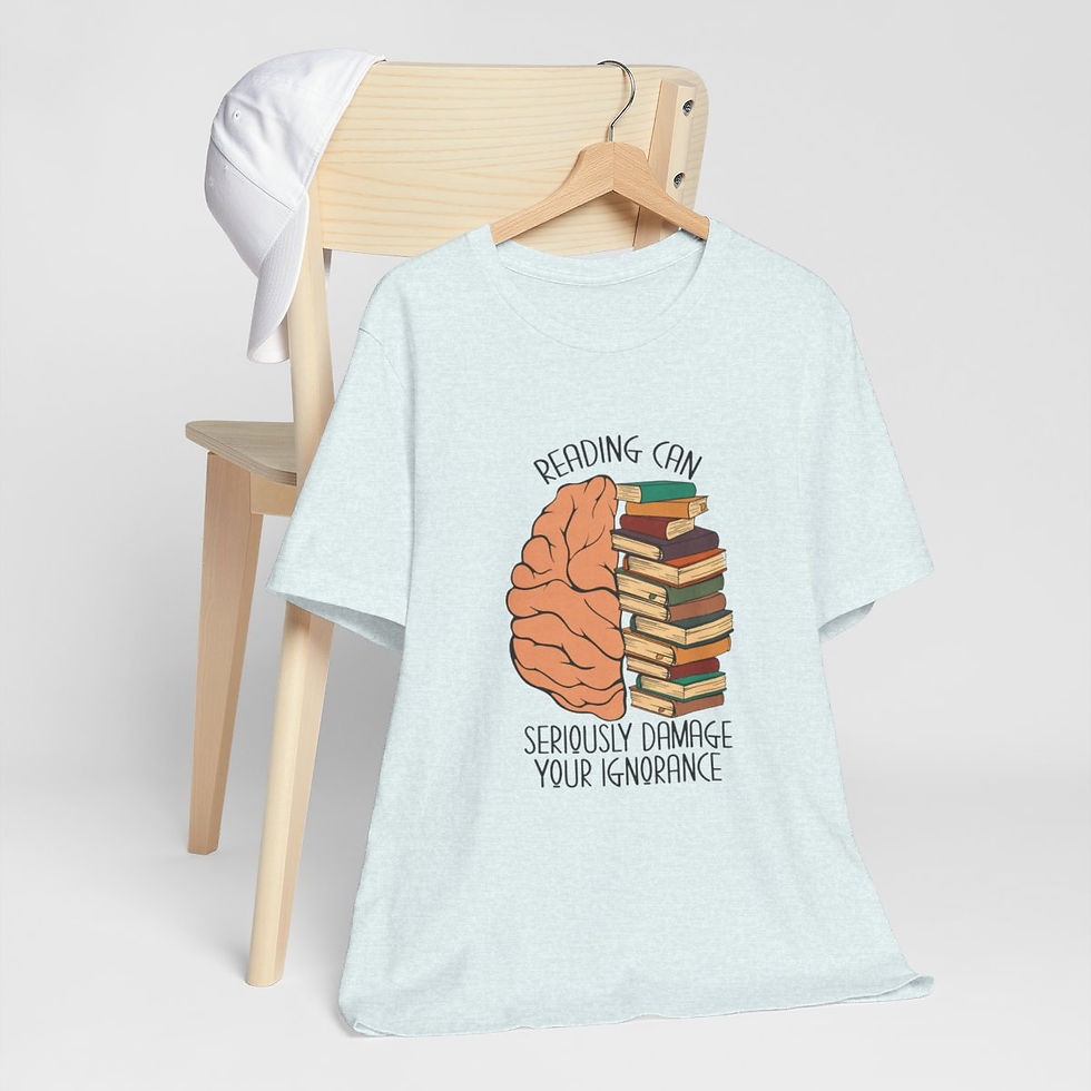 Thumbnail: Book T-Shirt Reading can Damage Your Ignorance Expressive Art Apparel Fun Gifts