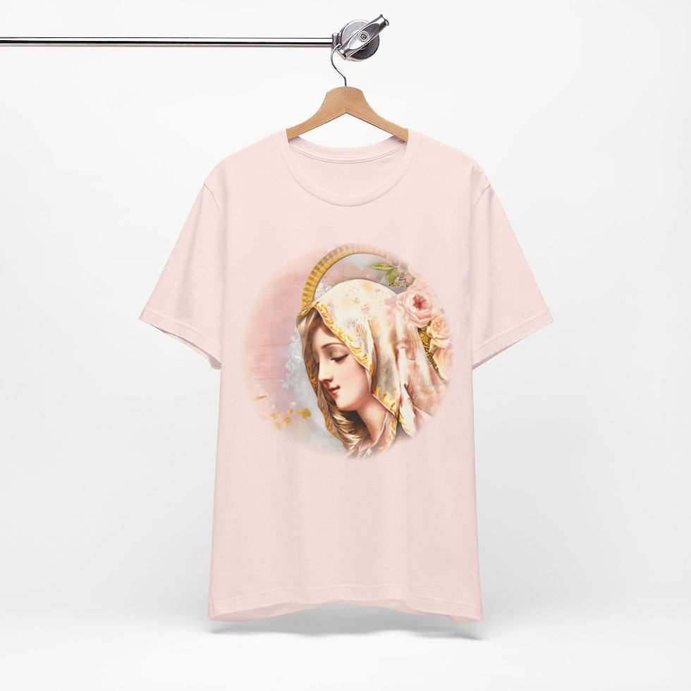 Thumbnail: Shabby Virgin Mary T-Shirt Ave Maria Religious Faith Art Tee Catholic Gifts