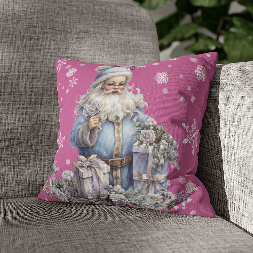 Thumbnail: Vintage Christmas Decor Artistic Throw Pillow cover Shabby French Santa Claus