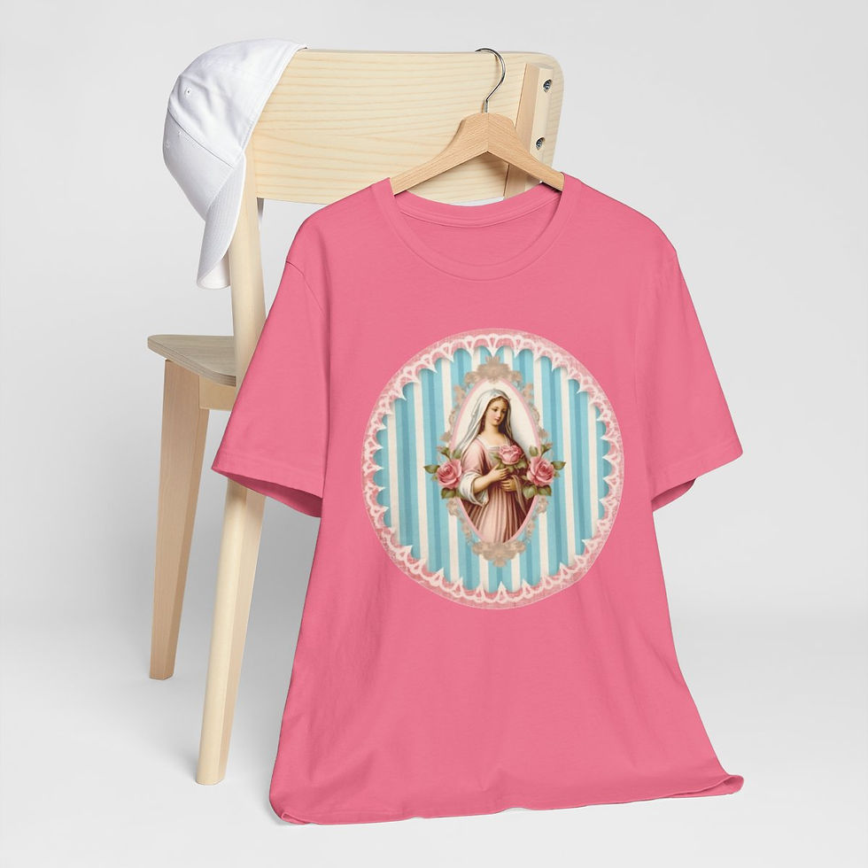 Thumbnail: Shabby Virgin Mary T-Shirt Religious Faith Pastel Art Tee Vintage Catholic Gifts