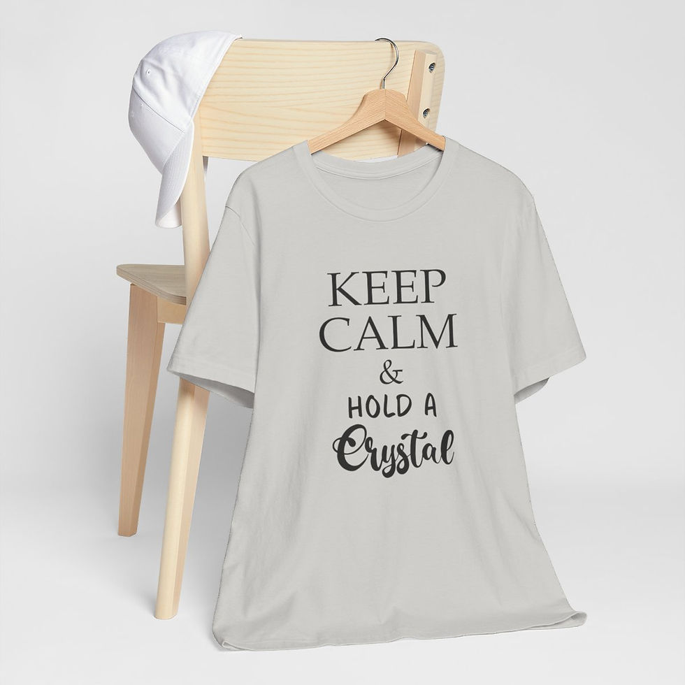 Thumbnail: Metaphysical T-Shirt Keep Calm & Hold a Crystal Art Tee Expressive New Age Gifts