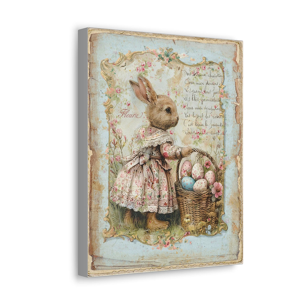 Thumbnail: Shabby French Rabbit Canvas Art Cottage Decor Farmhouse Spring Bunny Print