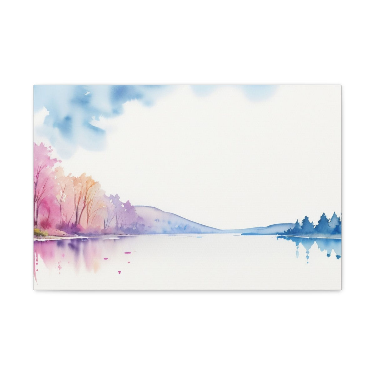 Watercolor Mountain Lake Canvas Art Wall Hanging Minimalistic Abstract Decor