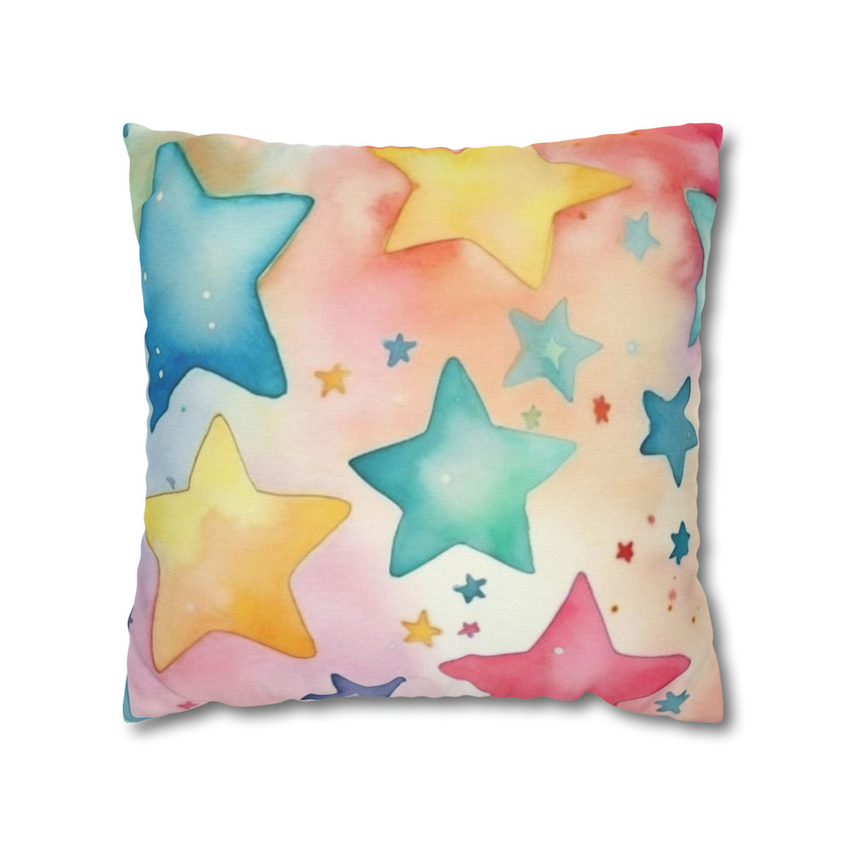Artistic Nursery Décor Throw Pillow Cover Colorful Boho baby Watercolor Stars 