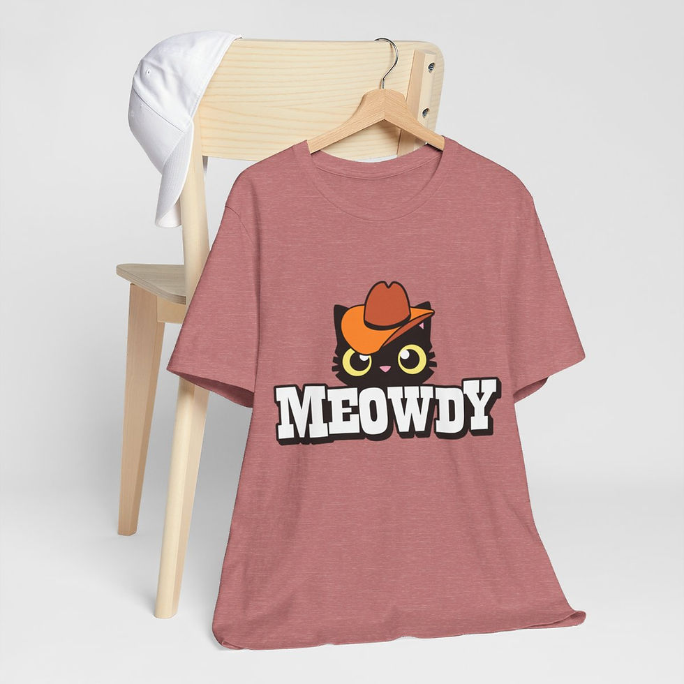 Thumbnail: Sarcastic T-Shirt Meowdy Cowboy Cat Art Tee Expressive Fun Unique Gifts