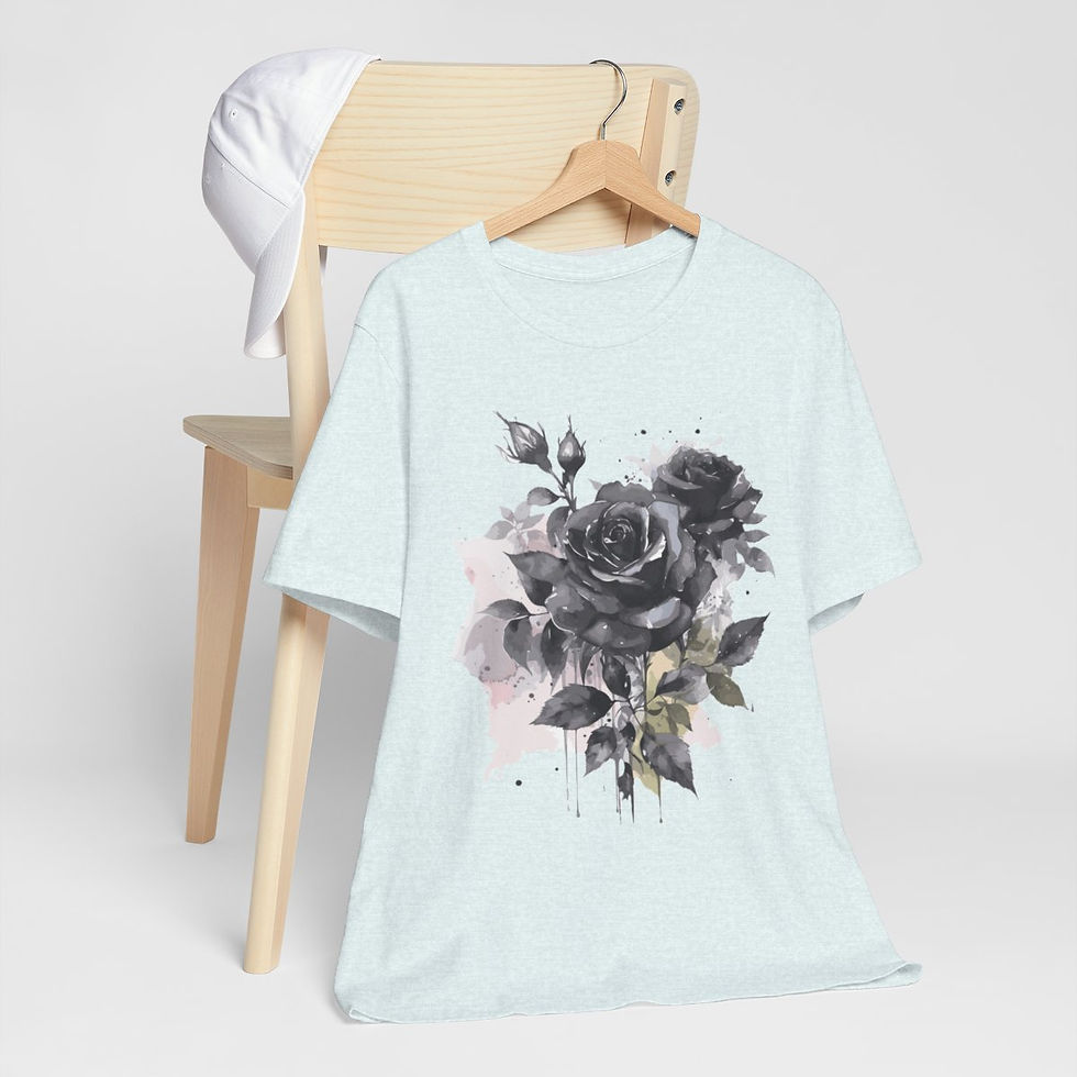 Thumbnail: Black Roses T-Shirt Gothic Tee Wearable Art Artistic Witchy Apparel