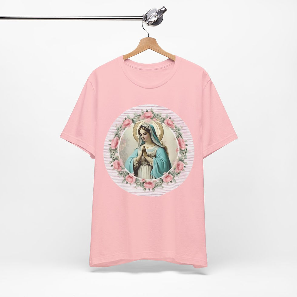 Thumbnail: Shabby Virgin Mary T-Shirt Religious Faith Pastel Art Tee Vintage Catholic Gifts