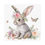 Thumbnail: Shabby Spring Art Print Rabbit Butterfly Floral Cottage Farmhouse Decor