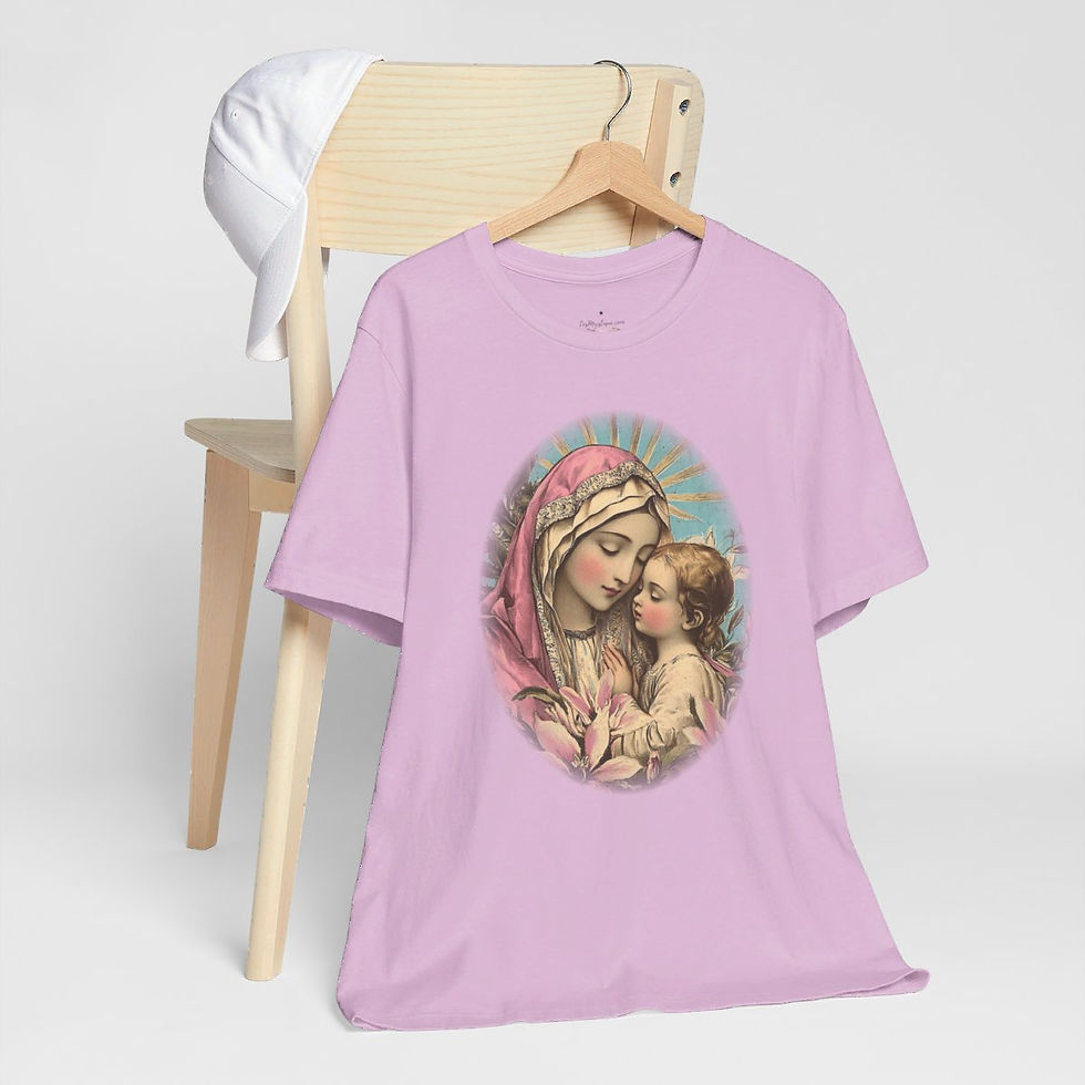 Thumbnail: Catholic T-Shirt Shabby Madonna and Child Jesus Vintage Mother Mary Art Tee