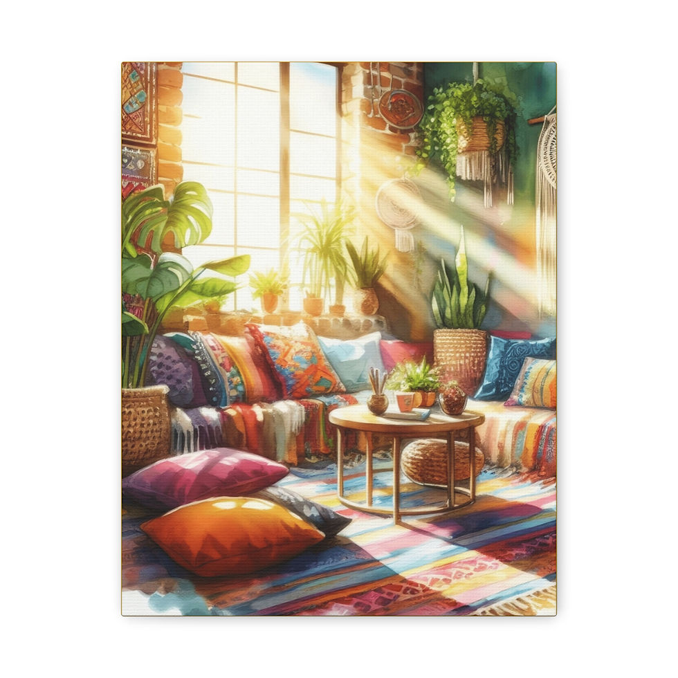 Thumbnail: Boho Canvas Art Sun filled Bohemian Room Colorful Artistic Wall Decor