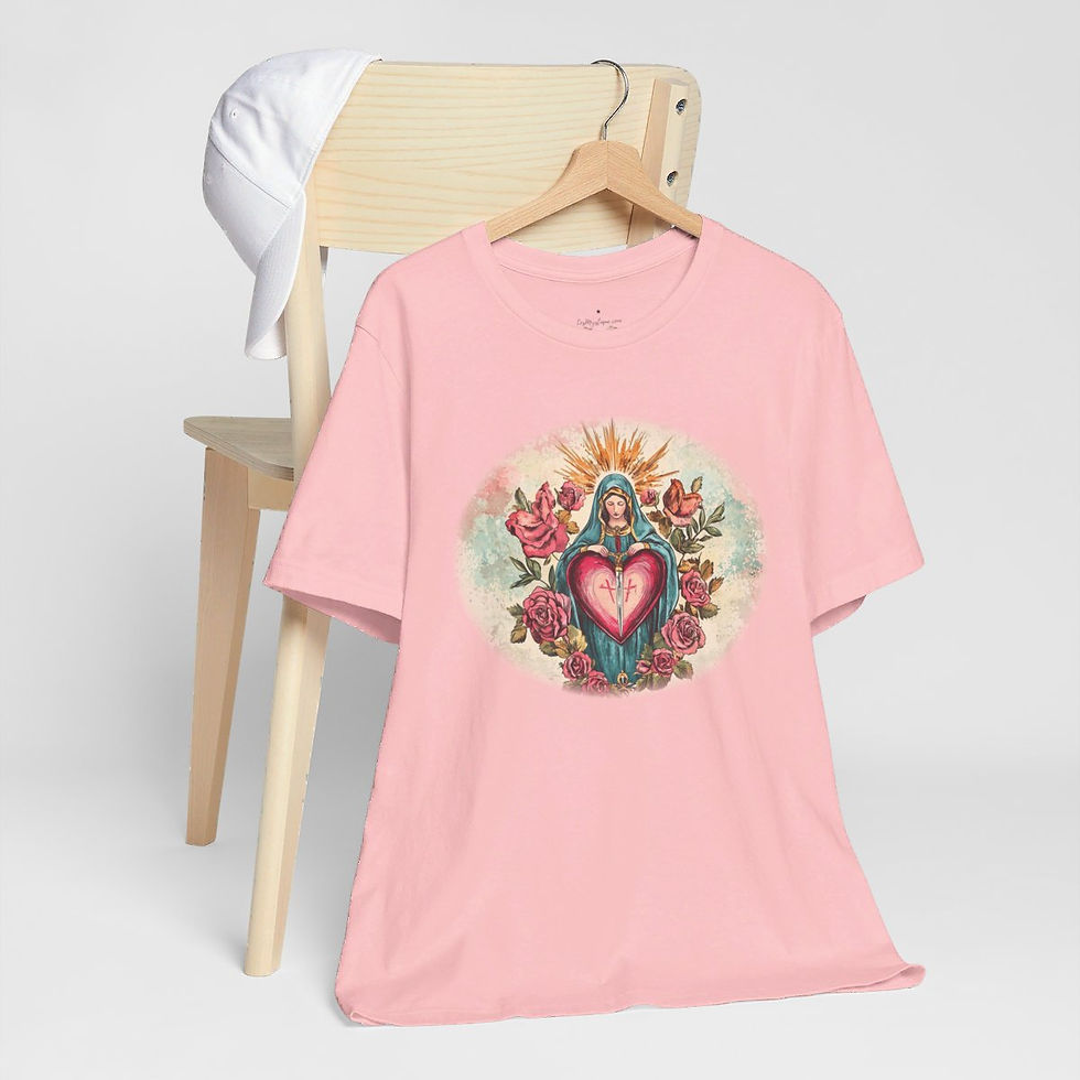 Thumbnail: Virgin Mary T-Shirt Shabby Mother Mary Immaculate Heart Catholic Art Tee