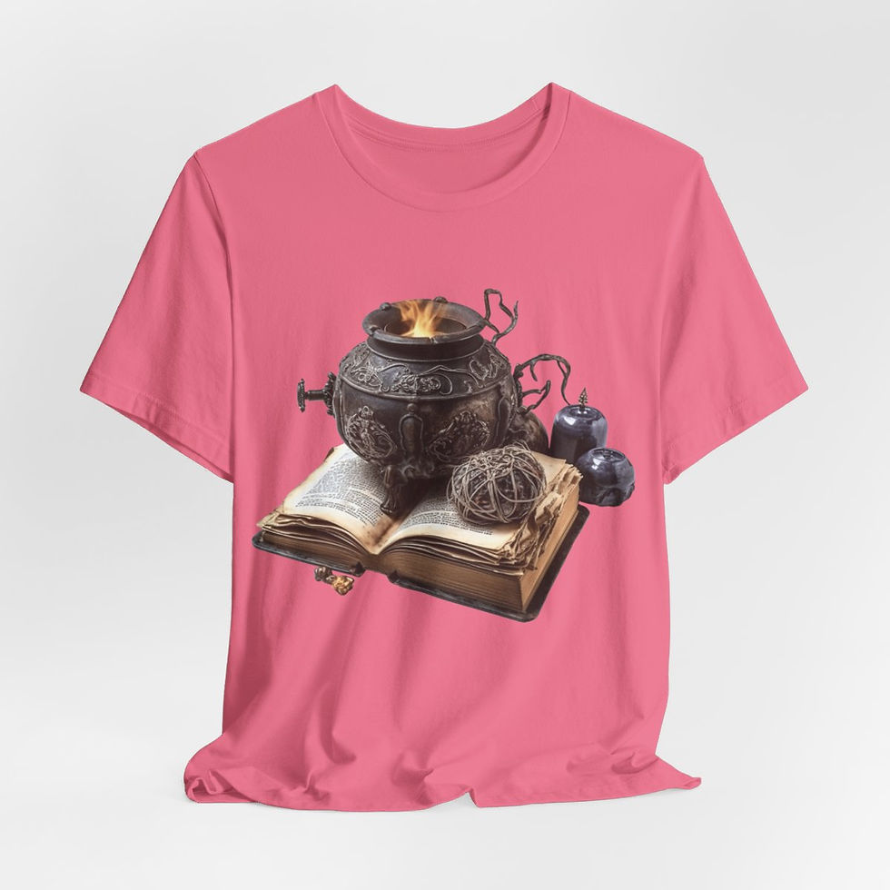 Thumbnail: Witchy T-Shirt Spell book Cauldron Art Tee Esoteric Expressive Halloween Gifts
