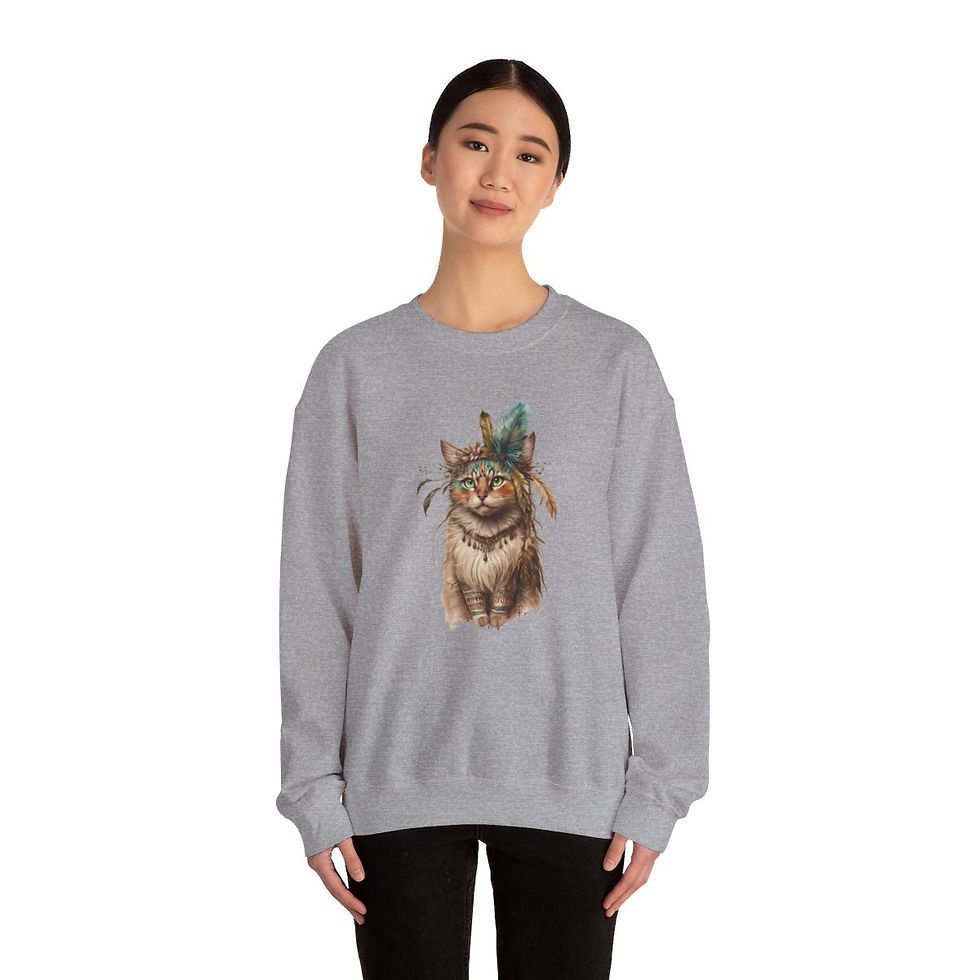 Thumbnail: BOHO Kitten Sweatshirt Wearable Art Cat Lover Gifts Fall Apparel 