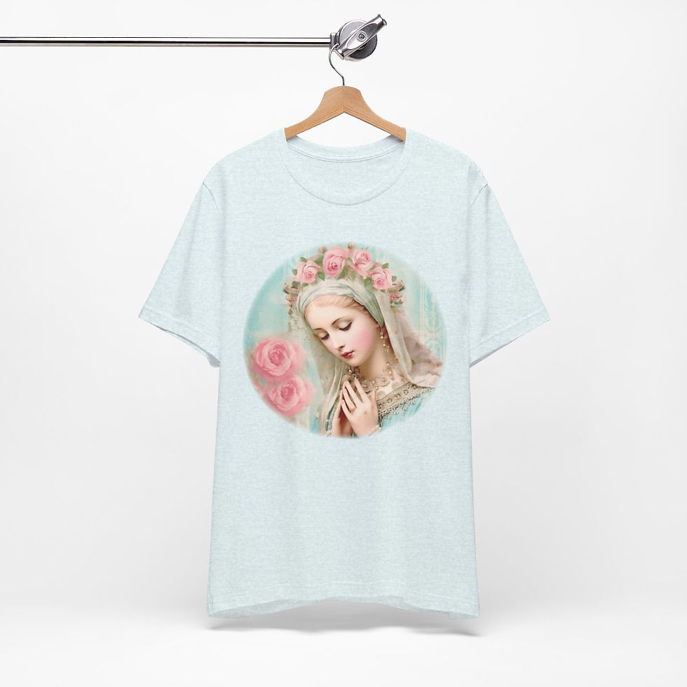 Thumbnail: Virgin Mary T-Shirt Shabby French Madonna Ave Maria Art Tee Catholic Faith Gifts