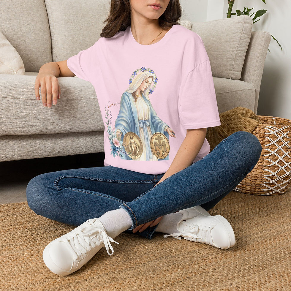 Thumbnail: Our Lady of Grace T-Shirt - Catholic Faith Miraculous Medal Wearable Art