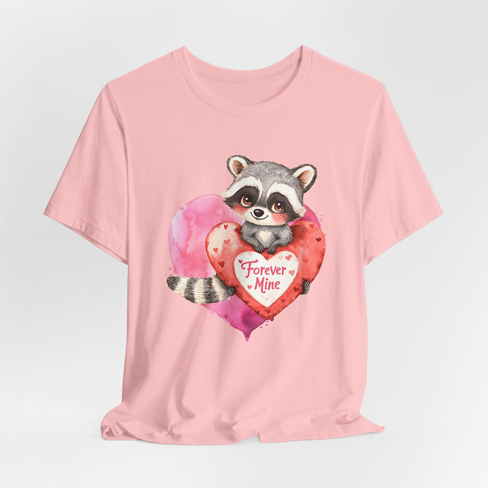 Thumbnail: Racoon Art T-Shirt Forever Mine Artistic Gift Cute Expressive Valentines Day Tee