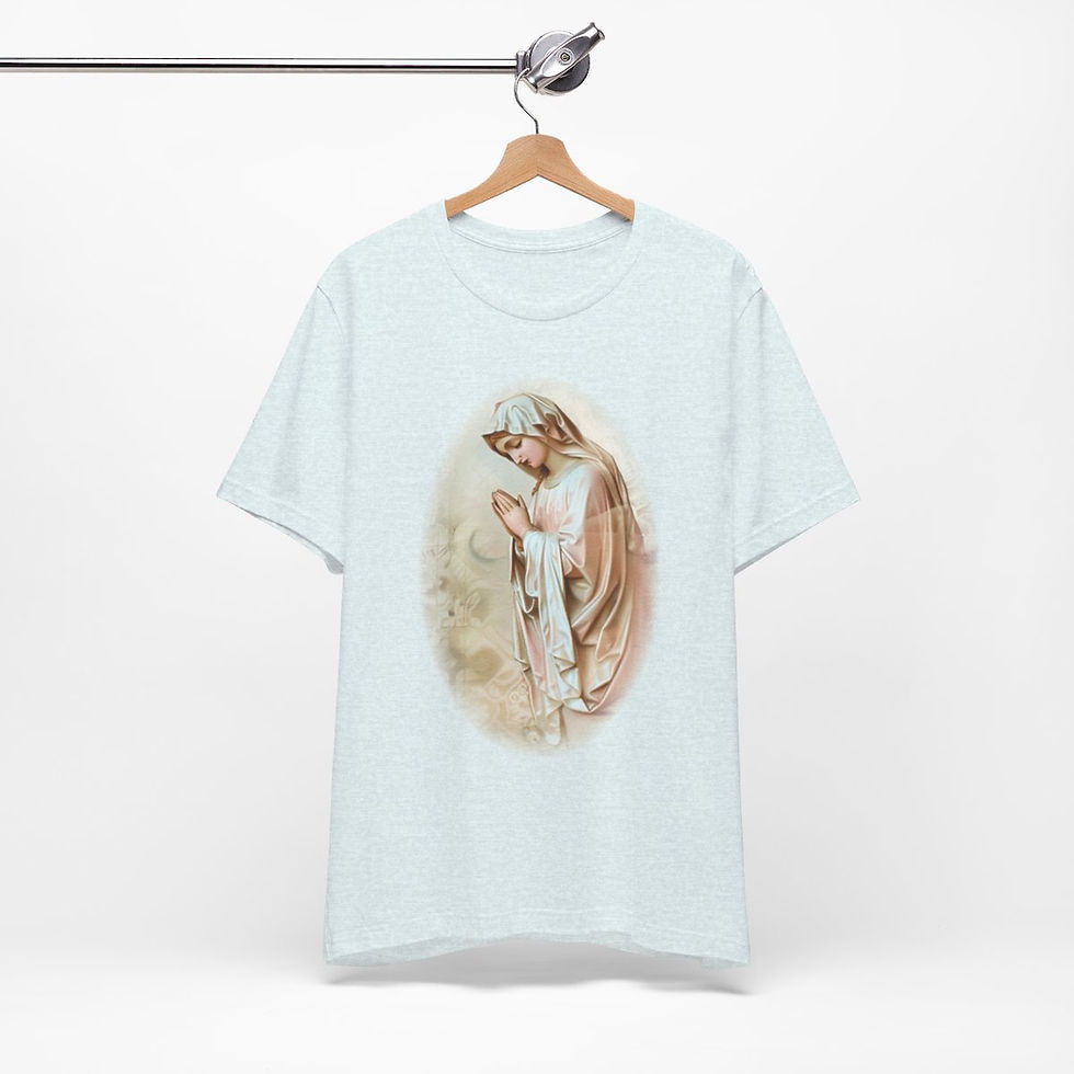 Thumbnail: Shabby Virgin Mary T-Shirt Ave Maria Religious Faith Art Tee Catholic Gifts