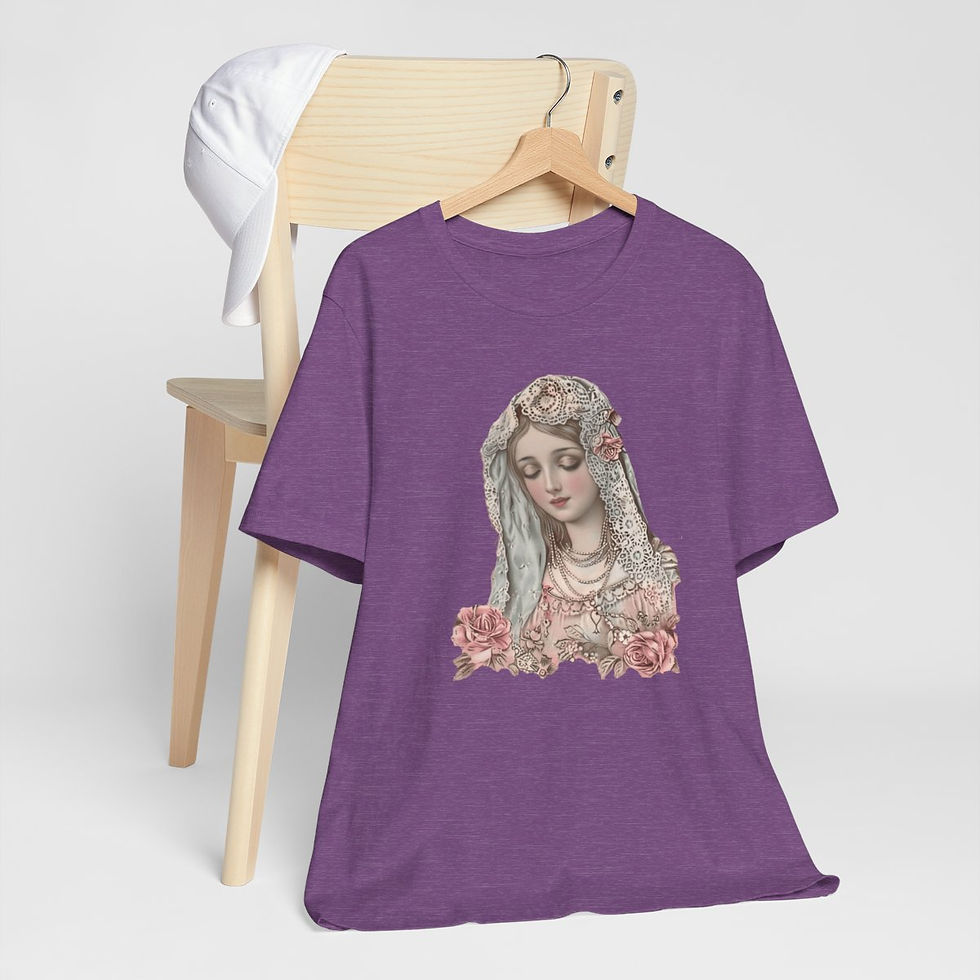 Thumbnail: Shabby Religious T-Shirt Virgin Mary Art Tee Thoughtful Catholic Gifts of Faith
