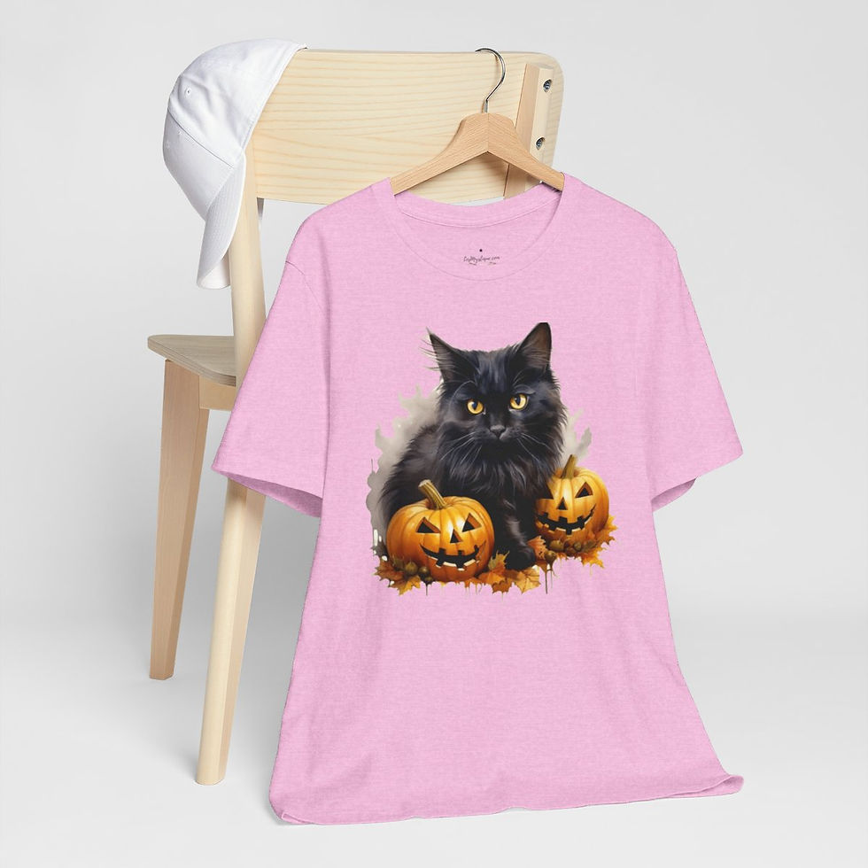 Thumbnail: Black Cat T-Shirt Halloween Pumpkins Fall Apparel Trendy Artistic Gifts