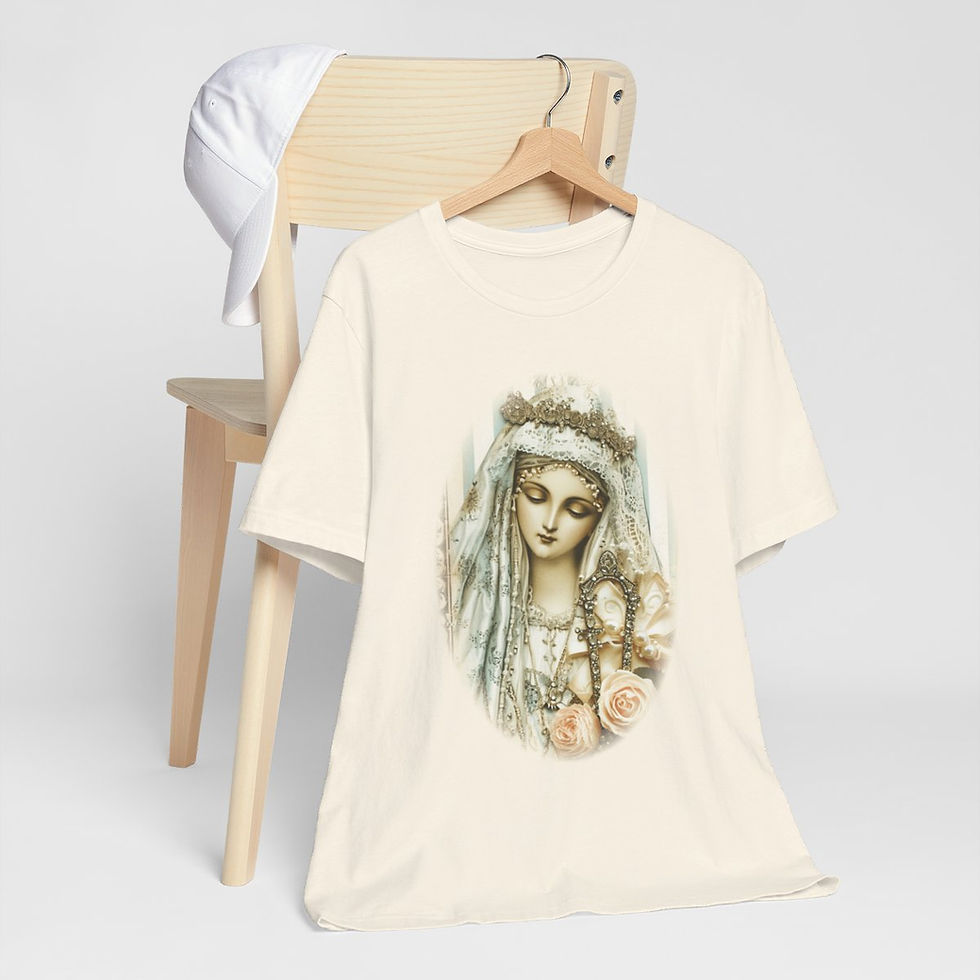 Thumbnail: Shabby Virgin Mary T-Shirt Ave Maria Religious Faith Art Tee Catholic Gifts