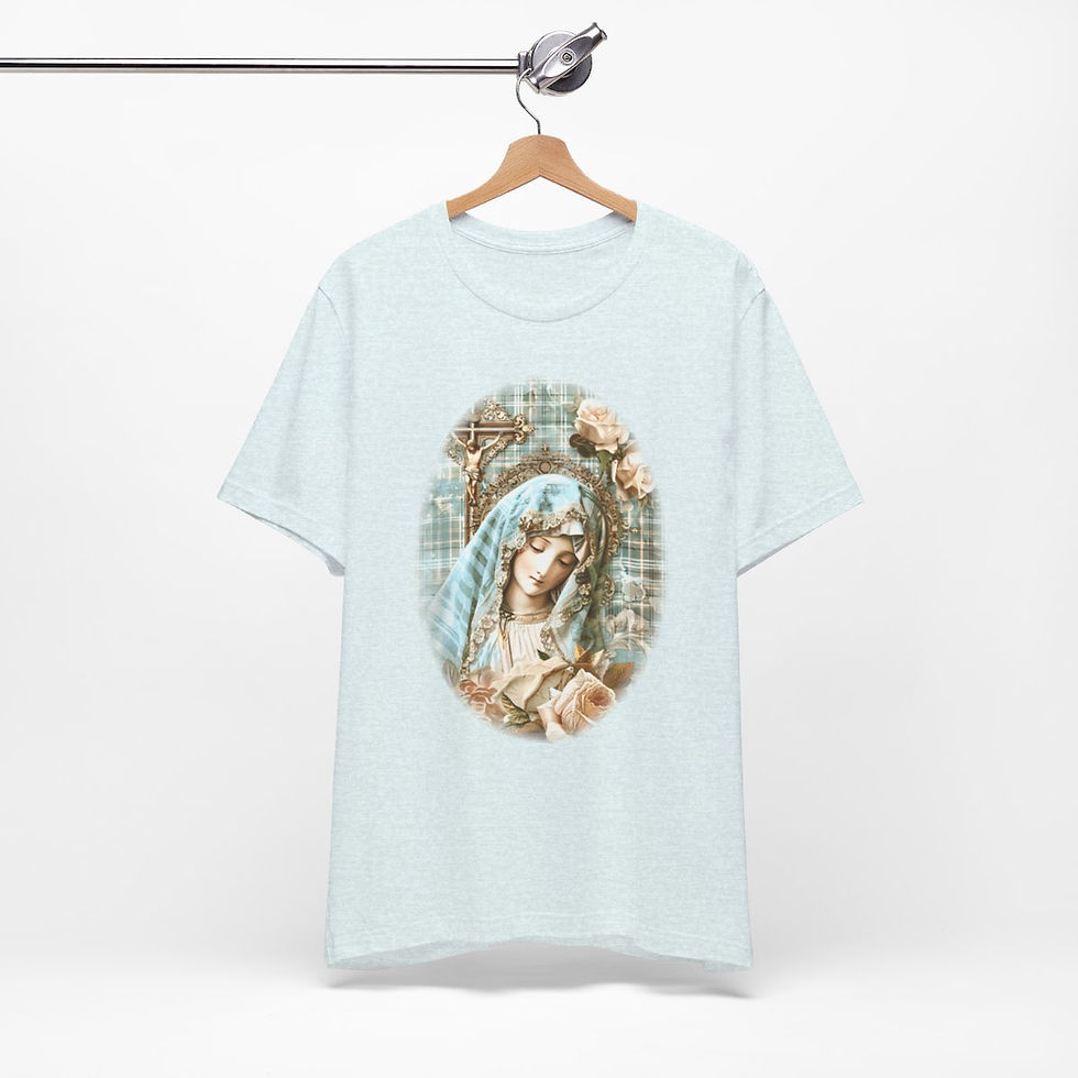 Thumbnail: Virgin Mary T-Shirt Shabby French Madonna Ave Maria Faith Art Tee Catholic Gifts