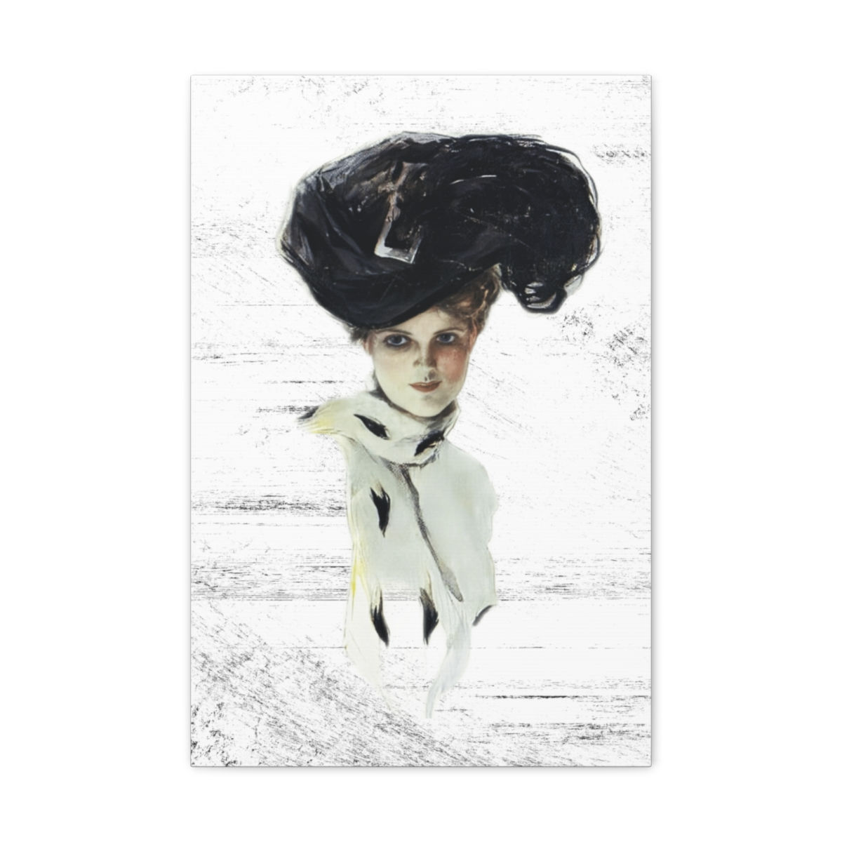 Vintage Canvas Art Print Harrison Fisher Elegant Woman Black & White Home Decor 
