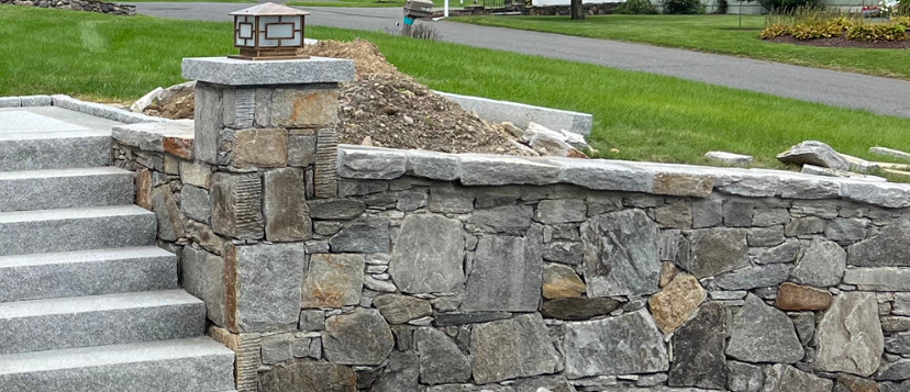 Watertown natural stone retaining wall.