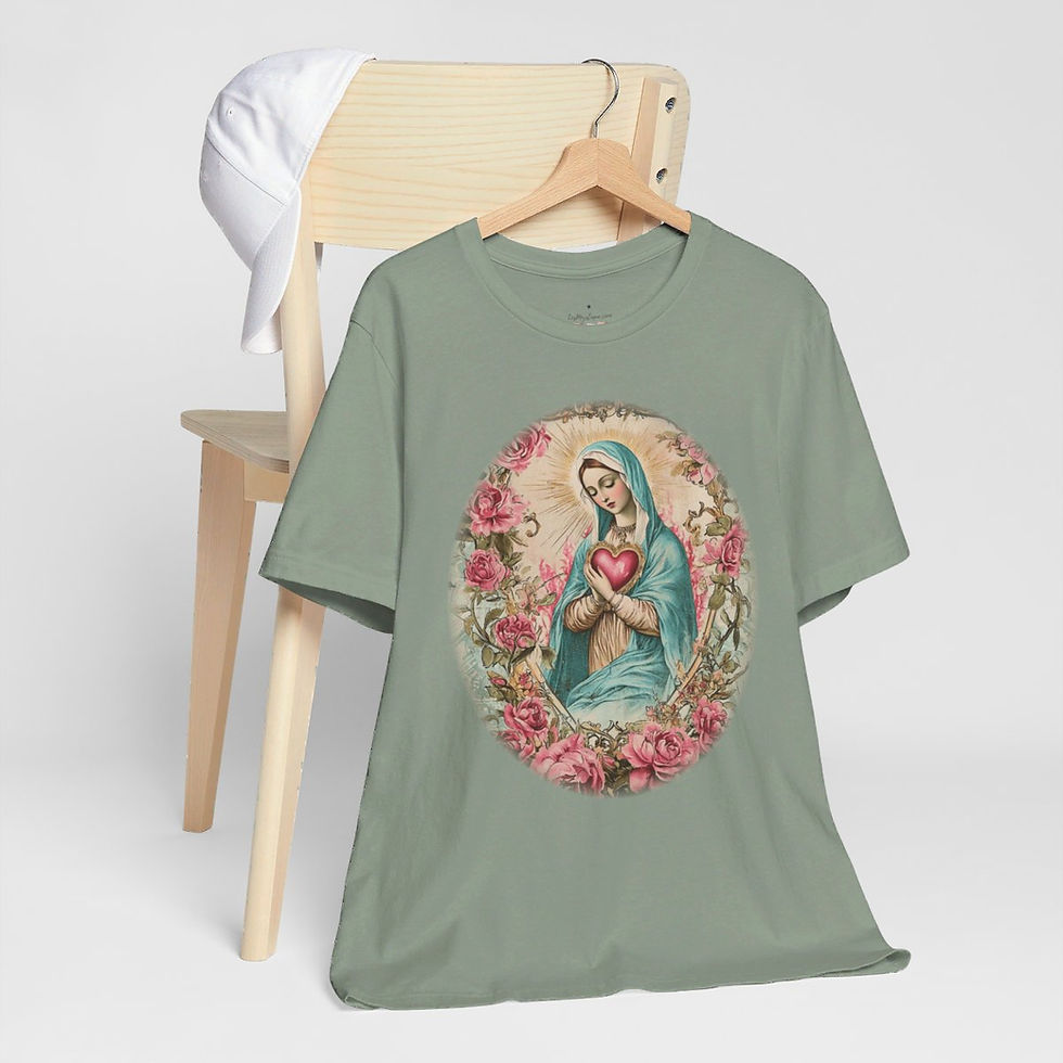 Thumbnail: Virgin Mary T-Shirt Shabby Mother Mary Immaculate Heart Catholic Art Tee