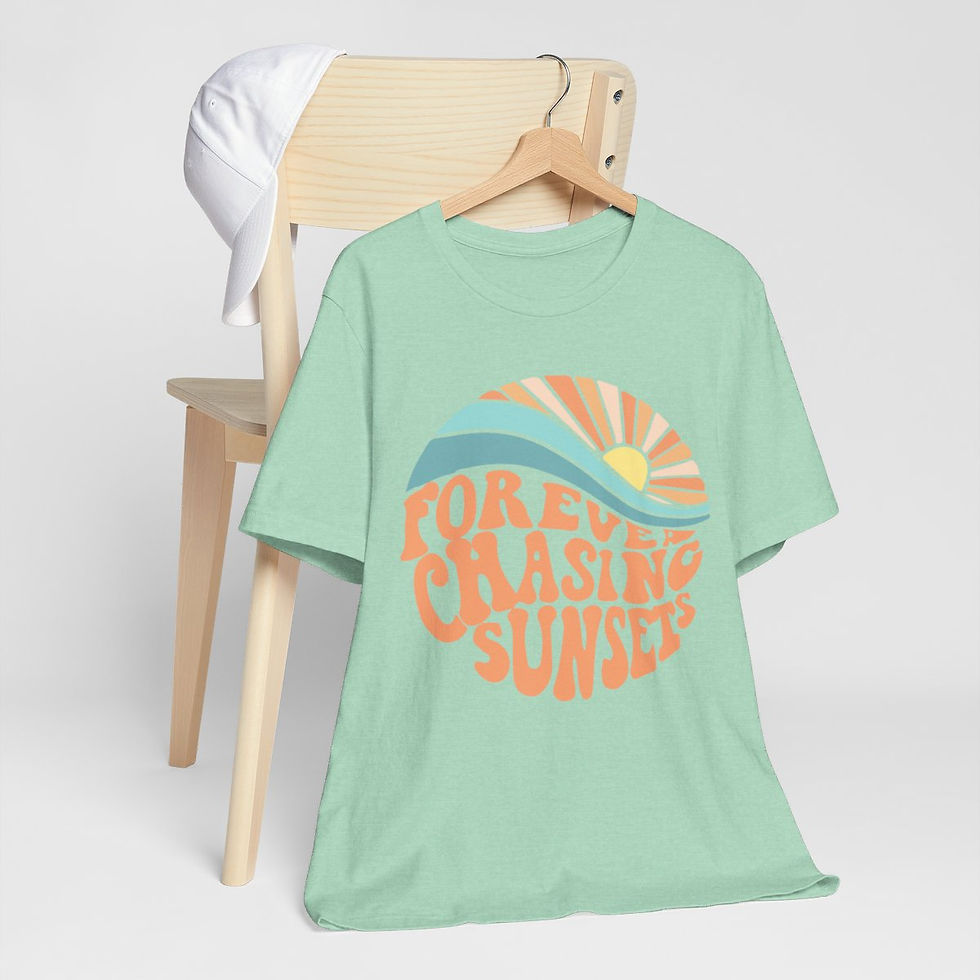 Thumbnail: Retro T-Shirt forever Chasing Sunsets Art Tee Inspirational gifts