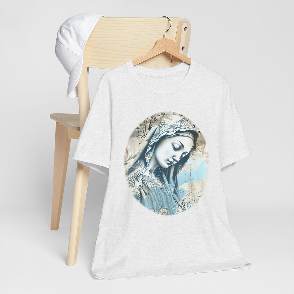 Thumbnail: Unisex Virgin Mary T-Shirt Religious Wearable Art Tee Artistic Catholic Gifts