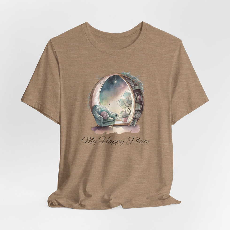 Thumbnail:  Book Theme T-Shirt My Happy Place Cozy Reading Corner Expressive Artistic Gifts