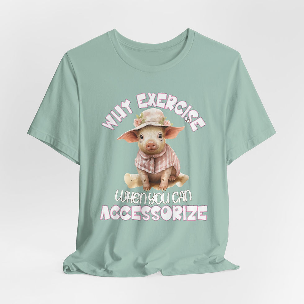 Thumbnail: Pink Pig Lover T-Shirt Sarcastic Why Exercise Tee Artistic Wearable Art gift