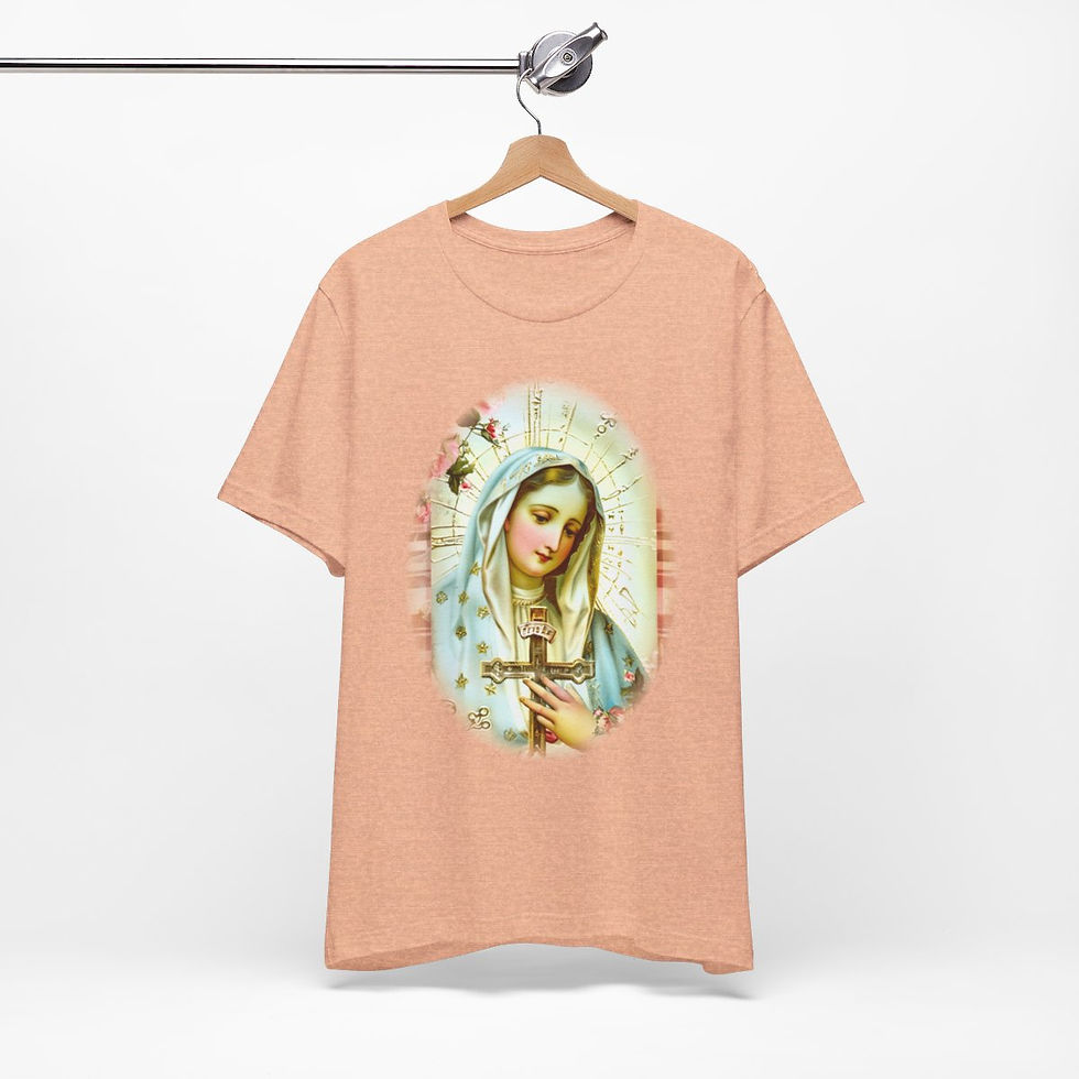 Thumbnail: Shabby Virgin Mary T-Shirt Ave Maria Religious Faith Art Tee Catholic Gifts