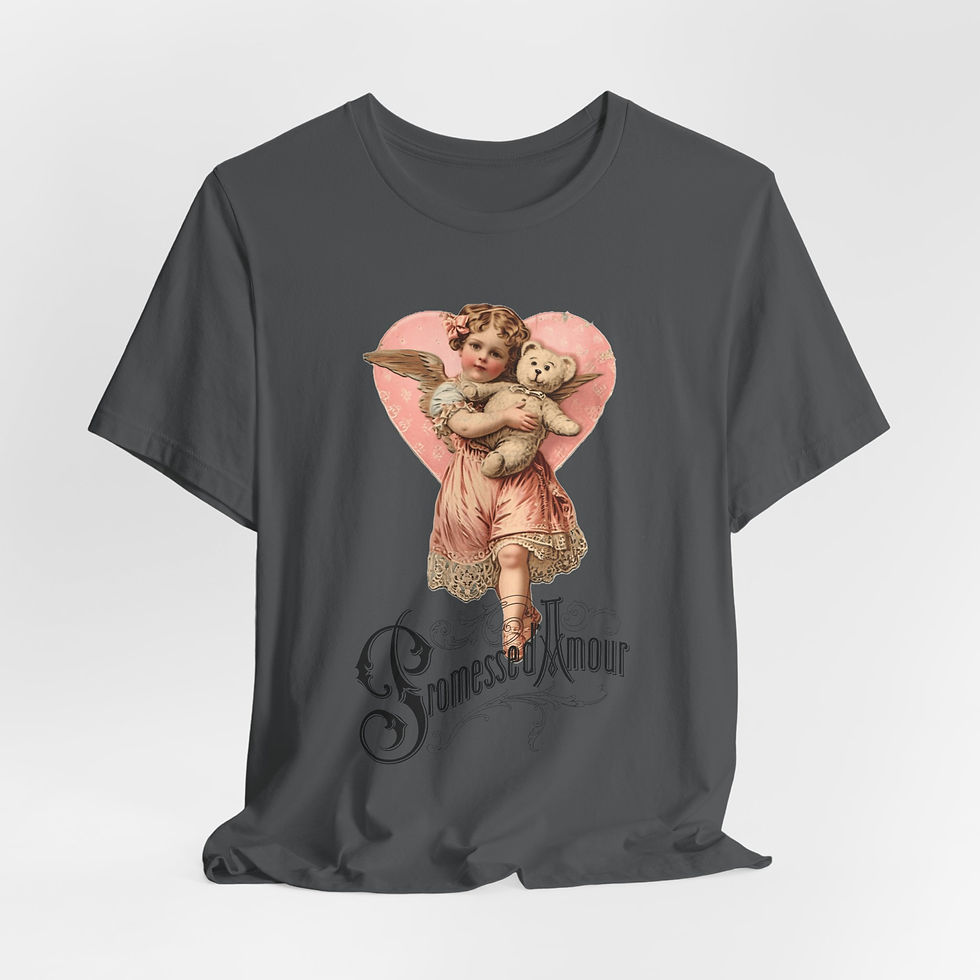 Thumbnail: Shabby French Cherub T-Shirt Cupid Promise of Love Artistic Gift Angel & Bear 