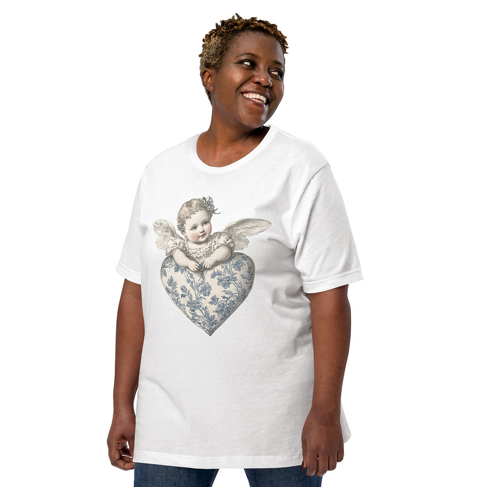 Thumbnail: Shabby Chic Cherub T-Shirt, French Victorian Angel Wearable Art, Artistic Gift