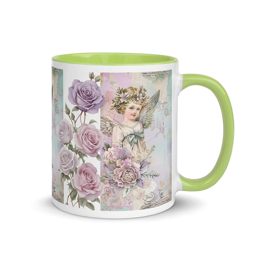 Thumbnail: Victorian Cherub Coffee Mug Shabby Roses French Country Artistic Angel Mug