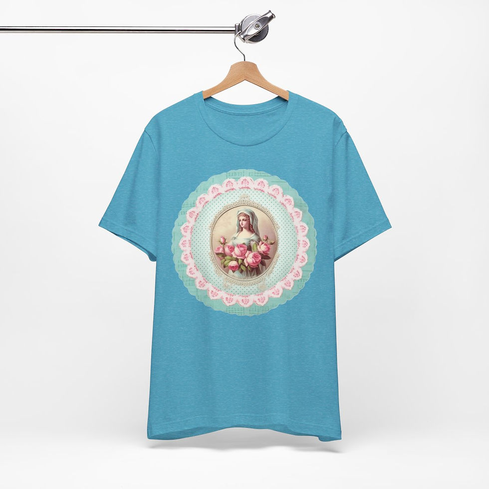 Thumbnail: Shabby Virgin Mary T-Shirt Religious Faith Pastel Art Tee Vintage Catholic Gifts