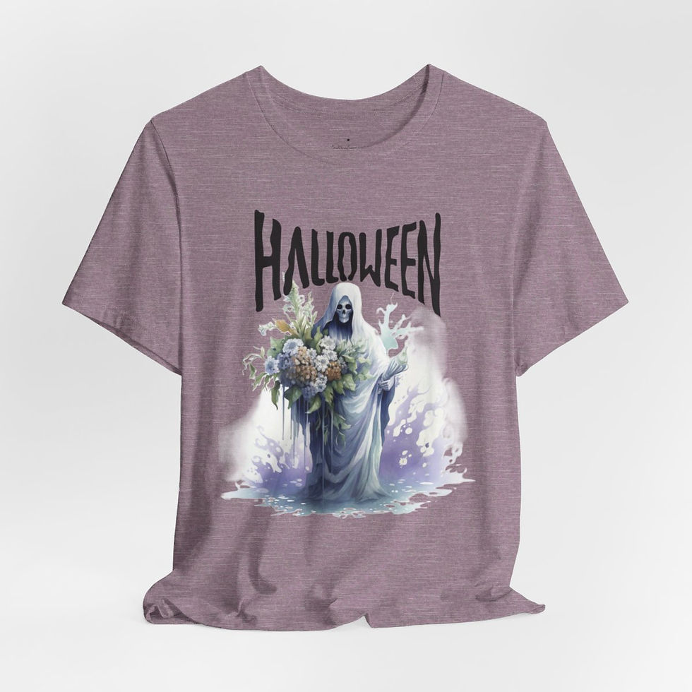 Thumbnail: Creepy Halloween T-Shirt Spooky Zombie Reaper Skeleton Art Tee Trendy Apparel