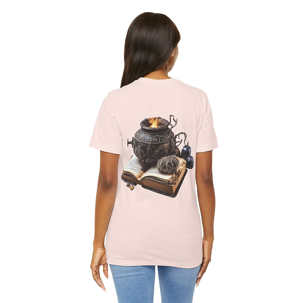 Thumbnail:  Witchy T-Shirt Spell book Cauldron Art Tee Esoteric Expressive Halloween Gifts