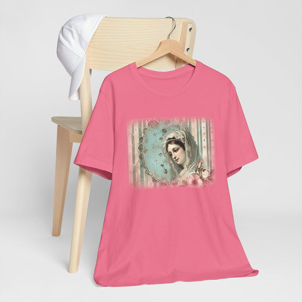 Thumbnail: Shabby Religious T-Shirt Virgin Mary Art Tee Thoughtful Catholic Gifts of Faith
