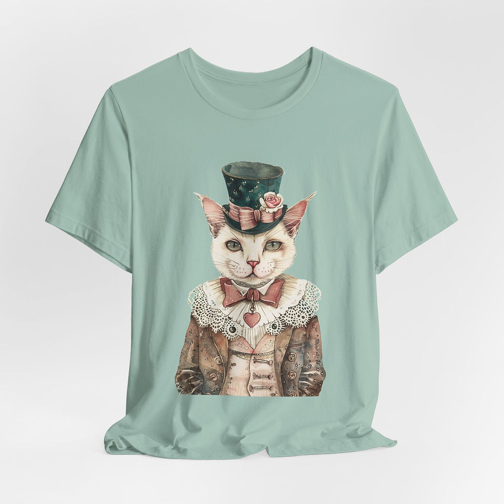 Thumbnail: Victorian Cat Art T-Shirt Shabby Male Kitty Expressive Artistic Cat Lover Gift