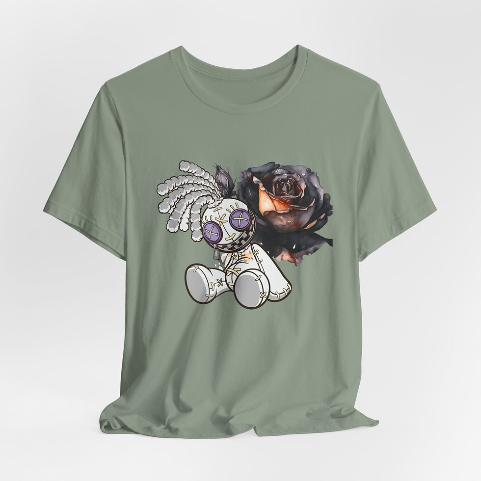 Thumbnail: Funny Metaphysical T-Shirt Voodoo Doll Black Rose Graphic Art Tee Sarcastic Gift
